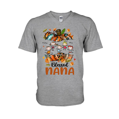 Blessed Nana - Personalized Thanksgiving Grandma T-shirt and Hoodie
