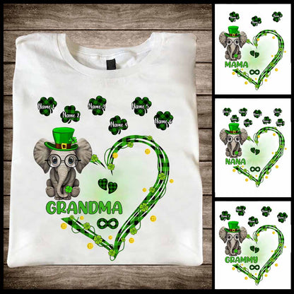 Patrick's Day Elephant - Personalized Grandma T-shirt and Hoodie