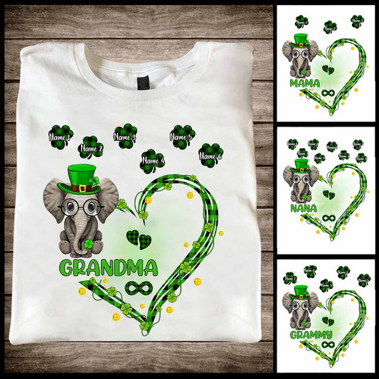 Patrick's Day Elephant - Personalized Grandma T-shirt and Hoodie