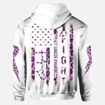 Breast Cancer Leopard Flag Breast Cancer Awareness All Over T-shirt and Hoodie