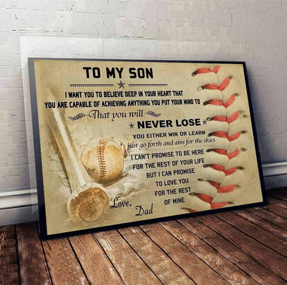 Meaningful Poster From Dad To Baseball Son - Family Poster 0921