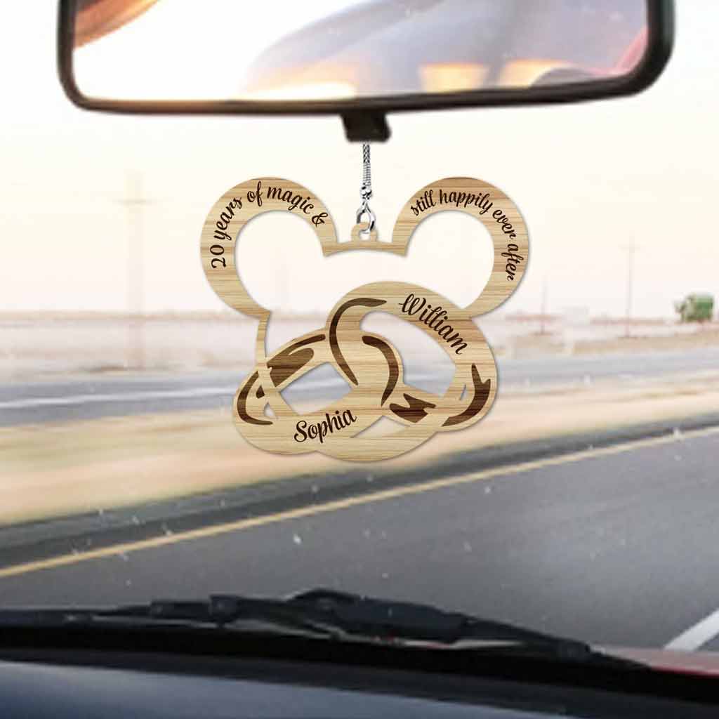 Years Of Magic Happily Ever After - Personalized Couple Mouse Car Ornament (Printed On Both Sides)