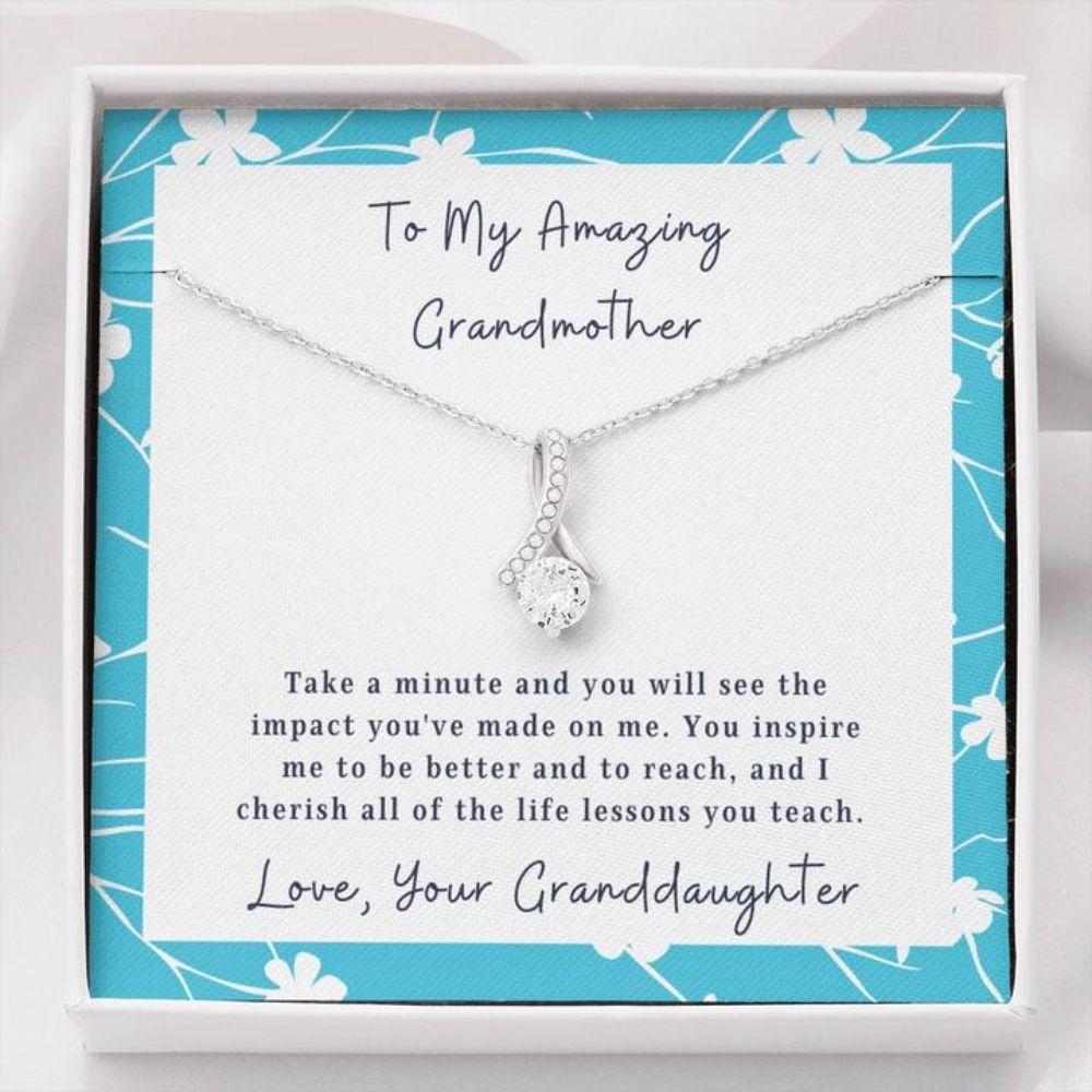 To My Grandmother From Granddaughter - Grandma Petite Ribbon Necklace 0921