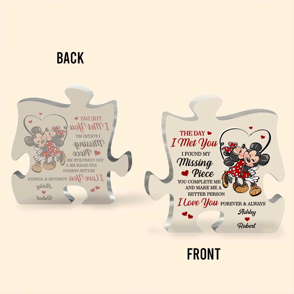 The Day I Met You - Personalized Couple Mouse Custom Shaped Acrylic Plaque