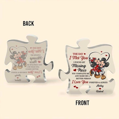 The Day I Met You - Personalized Couple Mouse Custom Shaped Acrylic Plaque