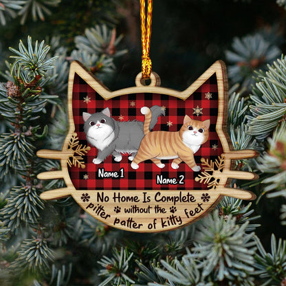 Pitter Patter - Personalized Christmas Cat Layered Wood Ornament