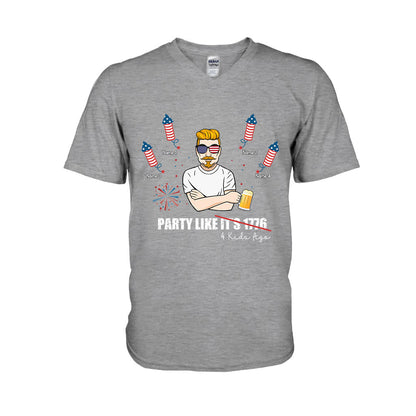 Party Like Four Kids Ago - Personalized Independence Day Father T-shirt and Hoodie