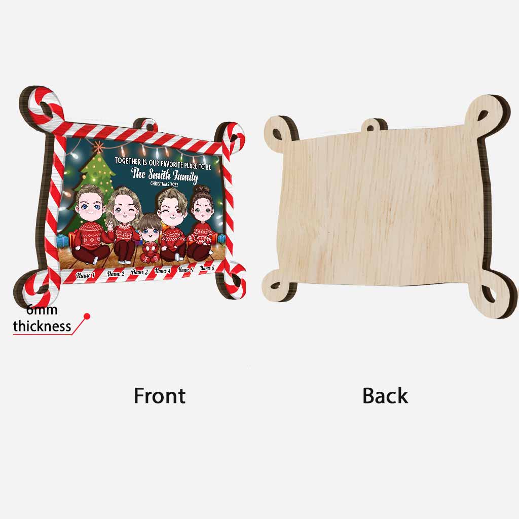 Together Is Our Favorite Place To Be Christmas 2022 - Personalized Family Layered Wood Ornament