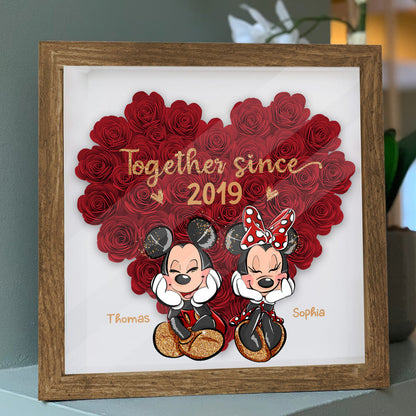 Together Sine - Personalized Mouse Flower Shadow Box