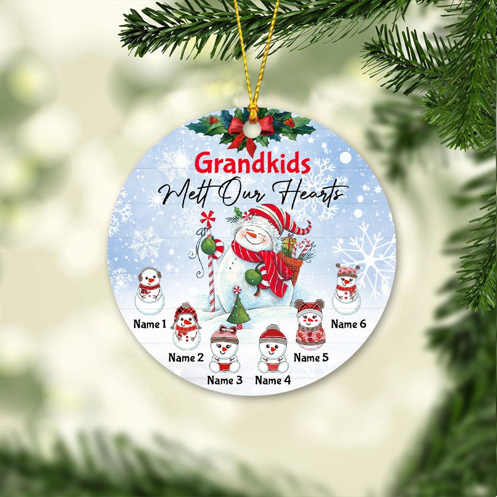 Grandkids Melt Our Heart - Personalized Grandma Ornament (Printed On Both Sides)