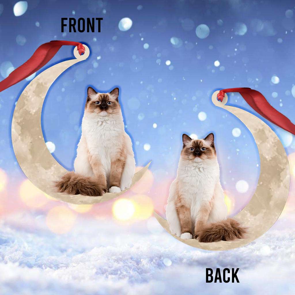 Ragdoll Cat Sits On The Moon - Cat Ornament (Printed On Both Sides) 1022