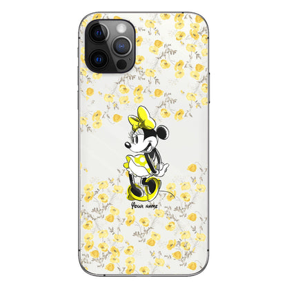 Yellow Floral - Personalized Mouse Clear Phone Case