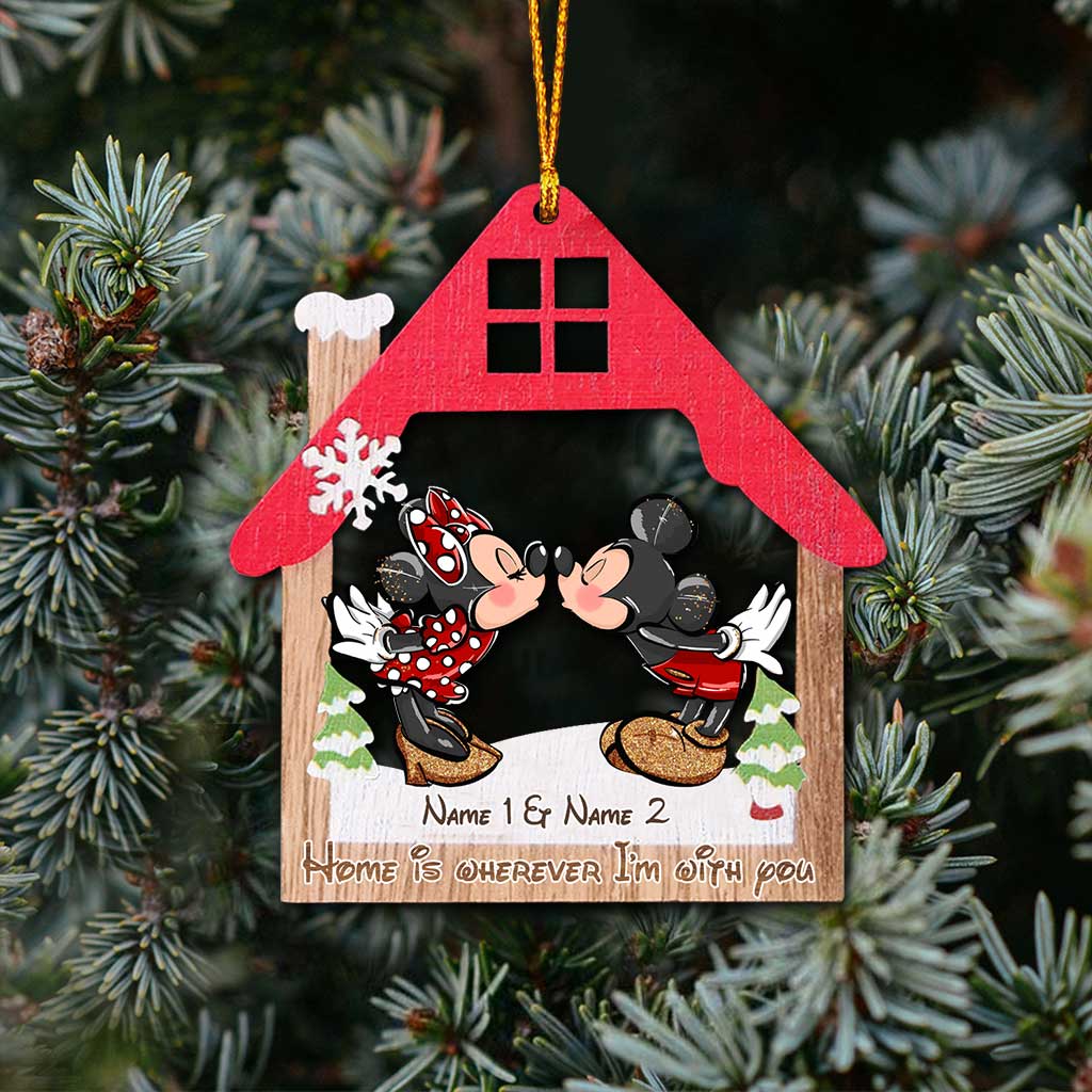 Home Is Wherever I Am With You - Personalized Christmas Mouse Ornament (Printed On Both Sides)