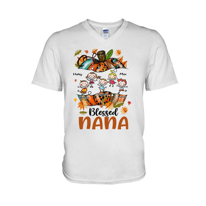 Blessed Nana - Personalized Thanksgiving Grandma T-shirt and Hoodie