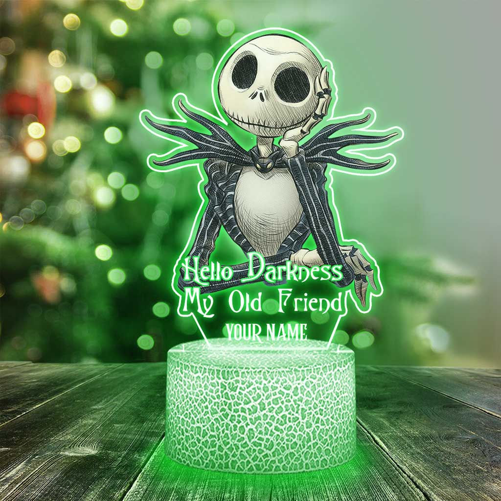 Hello Darkness My Old Friend - Personalized Nightmare Shaped Plaque Light Base