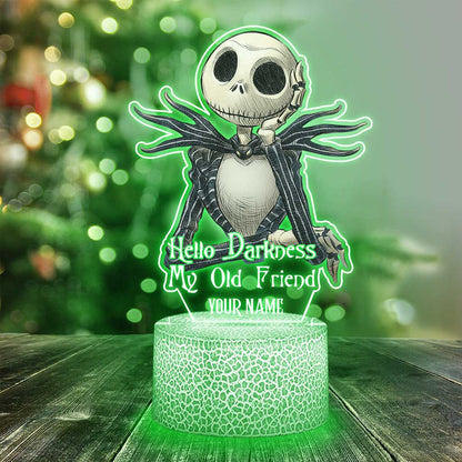 Hello Darkness My Old Friend - Personalized Nightmare Shaped Plaque Light Base