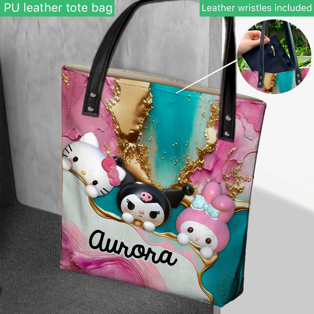 Pinky Squad - Personalized White Kitten Tote Bag