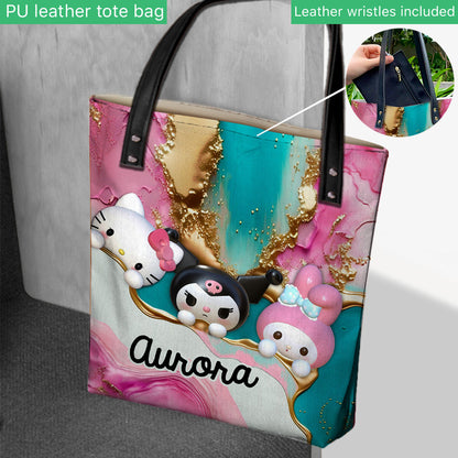 Pinky Squad - Personalized White Kitten Tote Bag
