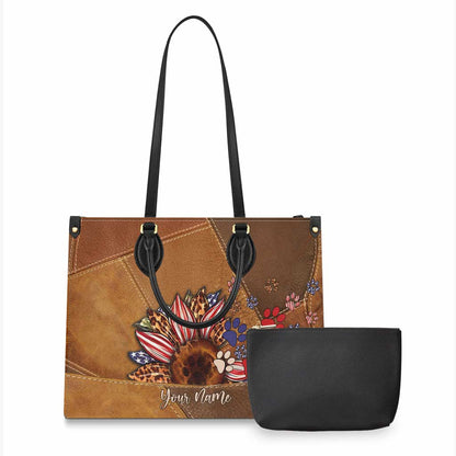 All American Dog Mom - Personalized Independence Day Leather Handbag