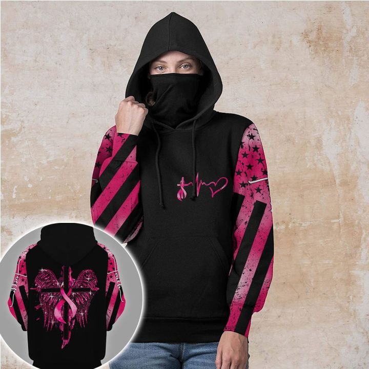 Faith Breast Cancer Cross Wings Breast Cancer Awareness All Over T-shirt and Hoodie