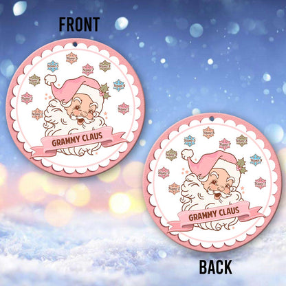 Grammy Claus Lil' Snowflakes - Personalized Christmas Ornament (Printed On Both Sides)