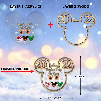 Happiest Family On Earth - Personalized Christmas Mouse Layers Mix Ornament