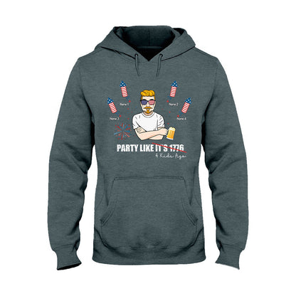 Party Like Four Kids Ago - Personalized Independence Day Father T-shirt and Hoodie