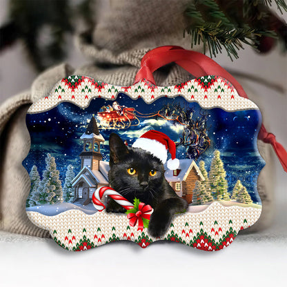 Black Cat Christmas Vibe - Cat Ornament (Printed On Both Sides) 1022