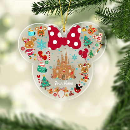 Merry Christmas - Personalized Christmas Mouse Transparent Ornament