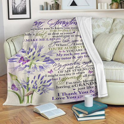 To My Grandma Purple Butterfly From Grandkids To My Grandma I Just Want You To Know Gift For Grandma - Grandma Blanket 0921