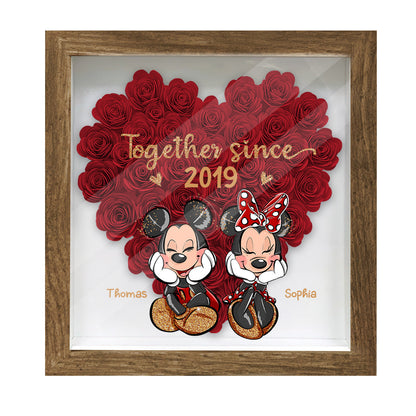 Together Sine - Personalized Mouse Flower Shadow Box