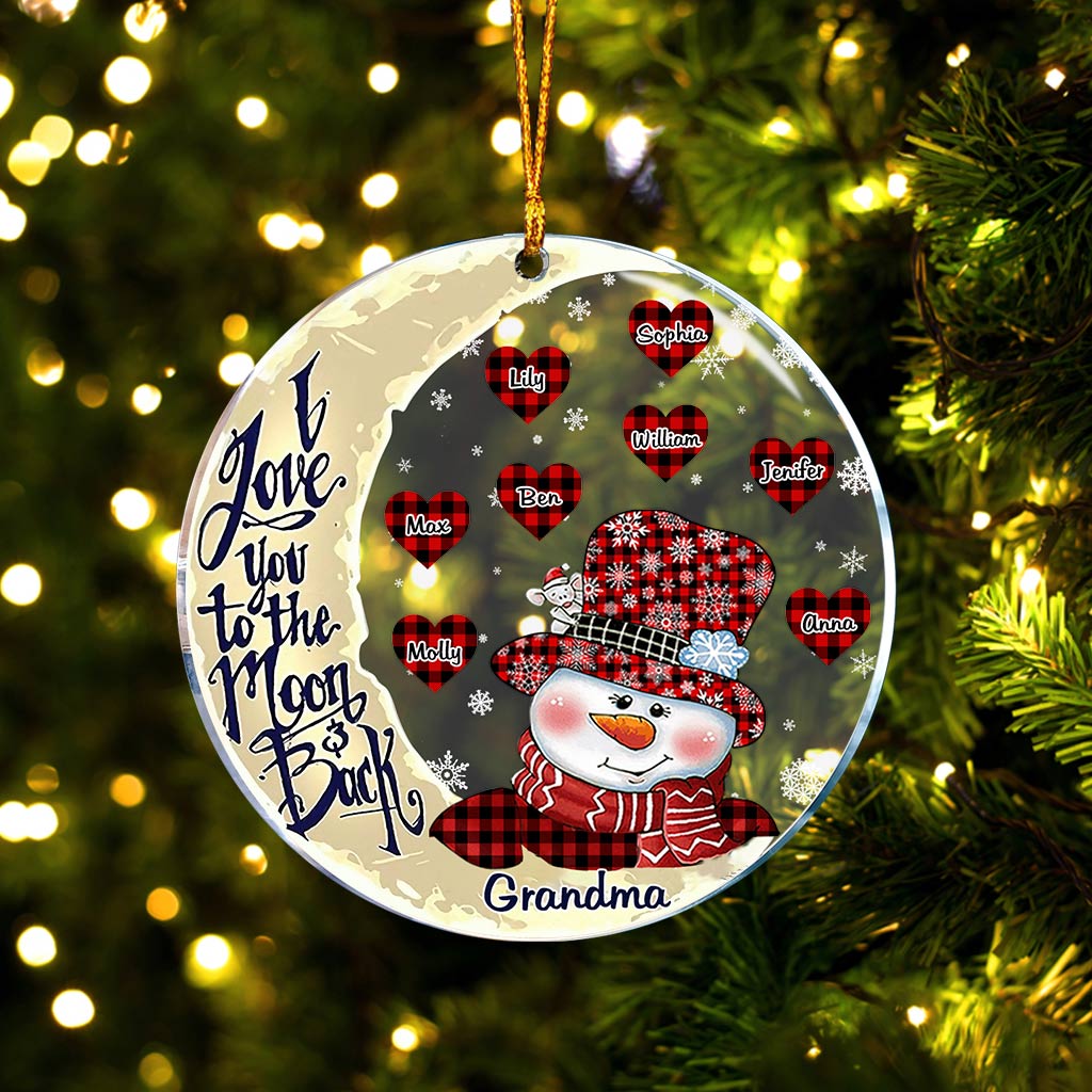 I Love You To The Moon - Personalized Christmas Grandma Transparent Ornament