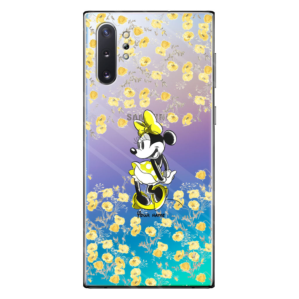 Yellow Floral - Personalized Mouse Clear Phone Case