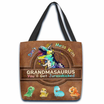 Don't Mess With Grandmasaurus - Personalized Mother's Day Tote Bag