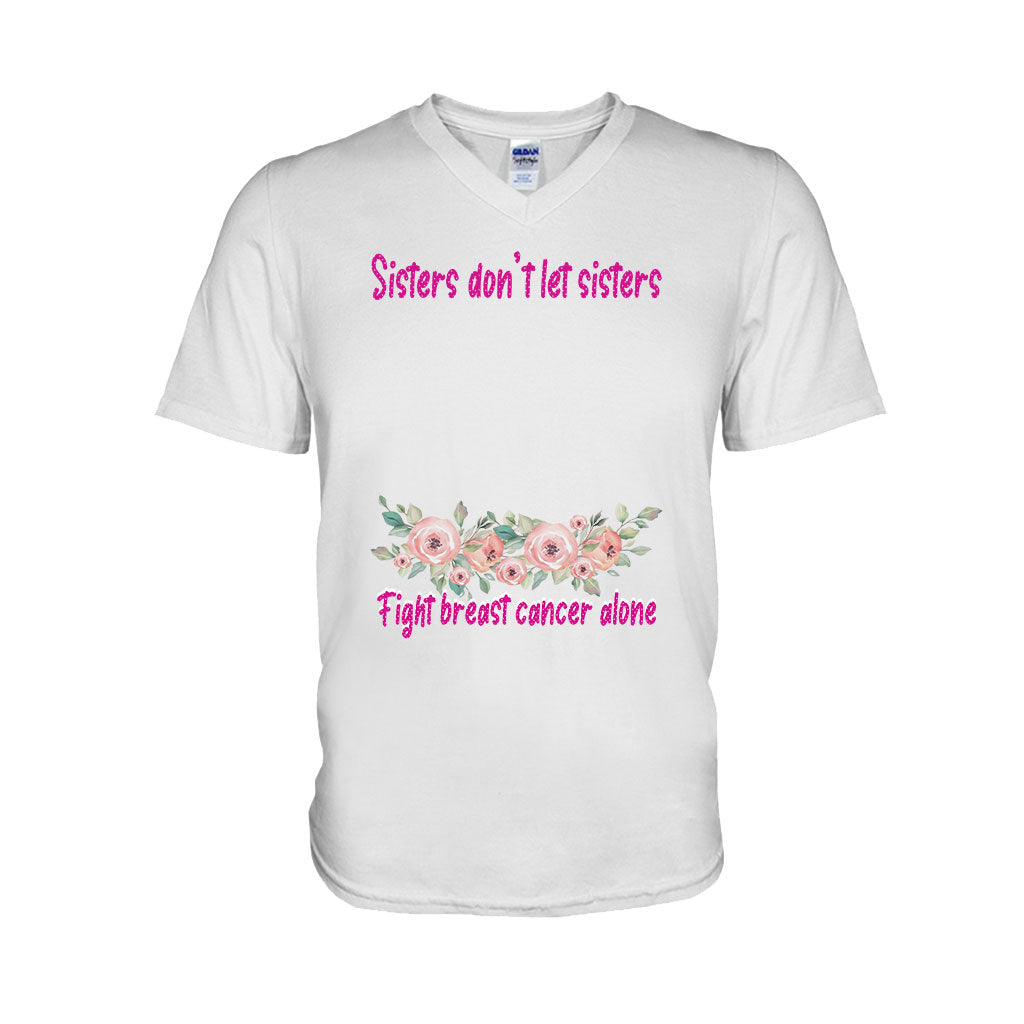 Sisters Don't Let Sisters Fight Cancer Alone - Personalized Breast Cancer Awareness T-shirt and Hoodie