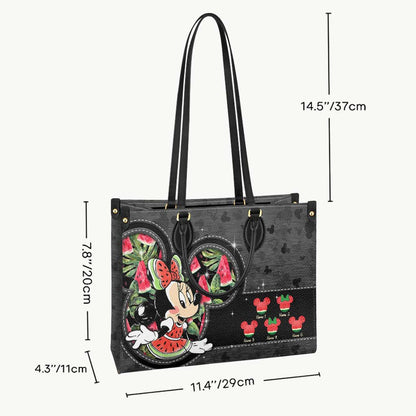 One In A Melon Grandma - Personalized Grandma Leather Handbag
