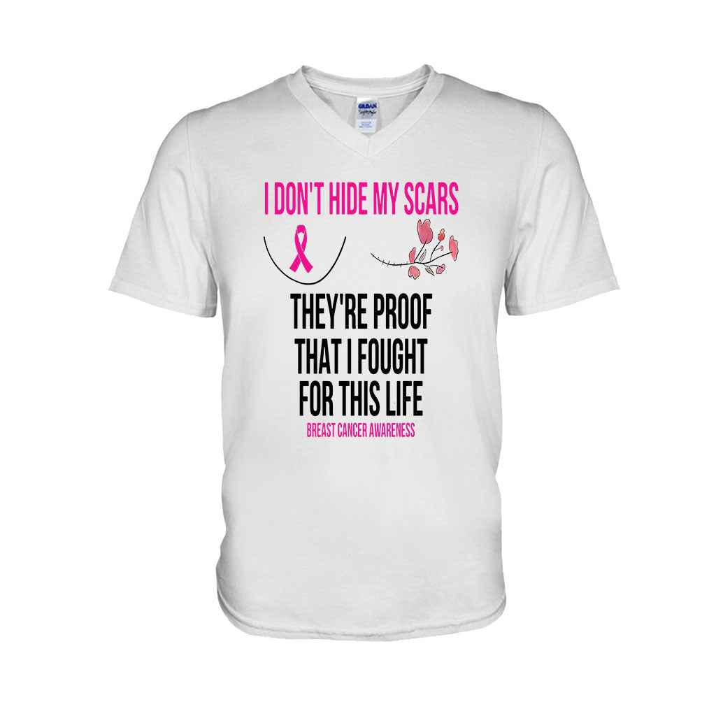 I Don't Hide My Scars - Breast Cancer Awareness T-shirt and Hoodie 102021