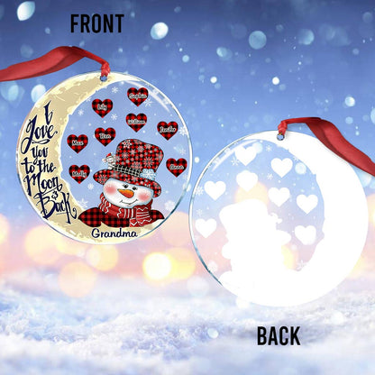 I Love You To The Moon - Personalized Christmas Grandma Transparent Ornament