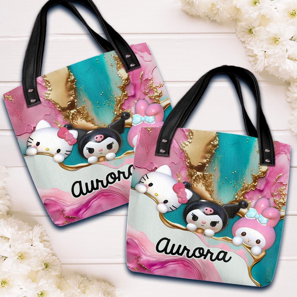 Pinky Squad - Personalized White Kitten Tote Bag