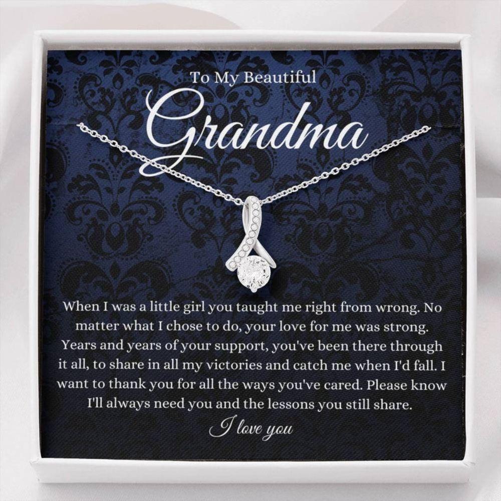 To My Beautiful Grandma Gift For Grandma Grandmother Thank You - Grandma Petite Ribbon Necklace 0921