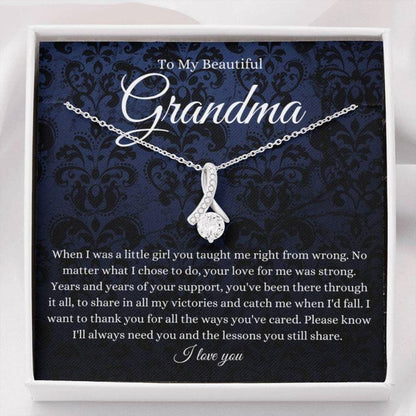 To My Beautiful Grandma Gift For Grandma Grandmother Thank You - Grandma Petite Ribbon Necklace 0921