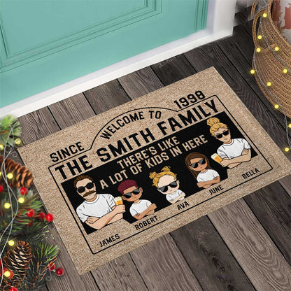 There's Like A Lot Of Kids - Personalized Family Doormat
