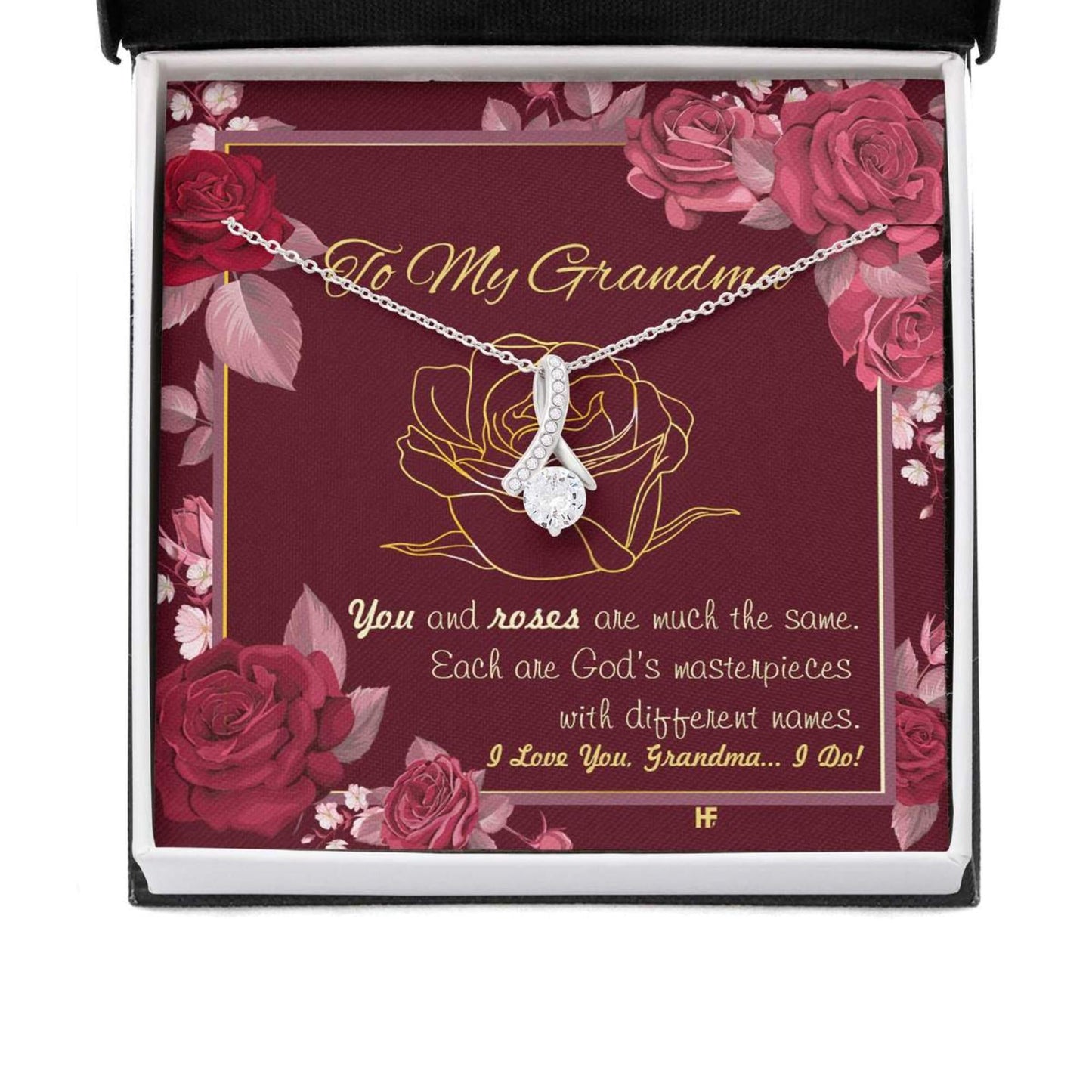 Gift For Your Grandma With Roses - Grandma Petite Ribbon Necklace 0921