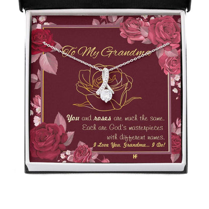Gift For Your Grandma With Roses - Grandma Petite Ribbon Necklace 0921