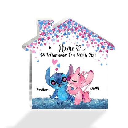 Home Is Wherever I'm With You - Personalized Couple Ohana Custom Shaped Acrylic Plaque