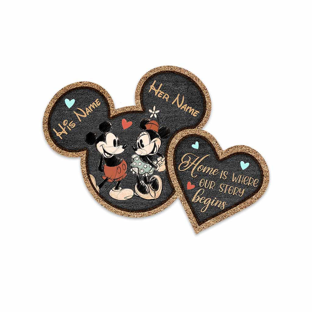 Still Happily Ever After - Personalized Couple Mouse Shaped Doormat