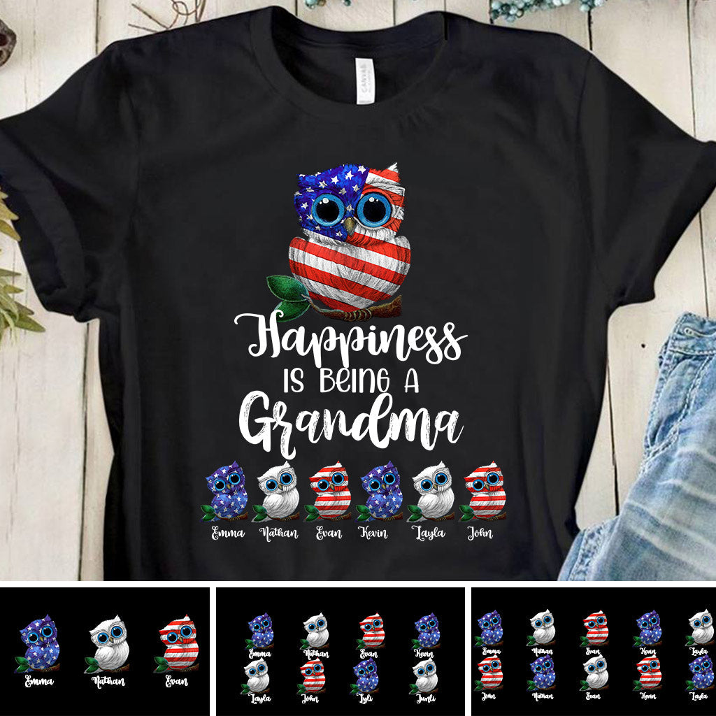 Happiness Is Being A Grandma - Personalized Independence Day T-shirt and Hoodie
