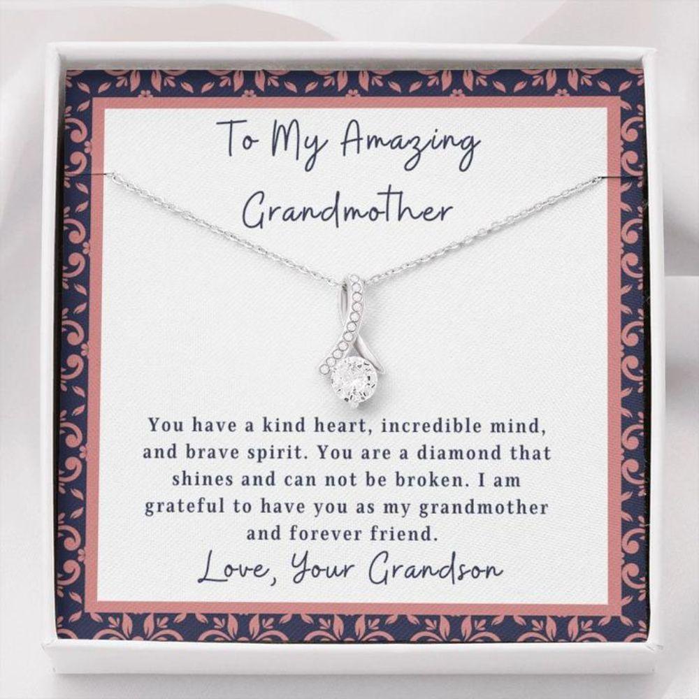 To Grandmother From Grandson - Grandma Petite Ribbon Necklace 0921