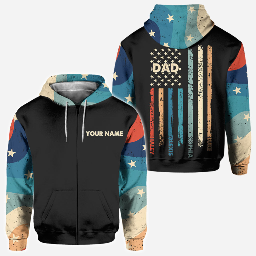 Stars And Stripes - Personalized Independence Day Father All Over T-shirt and Hoodie