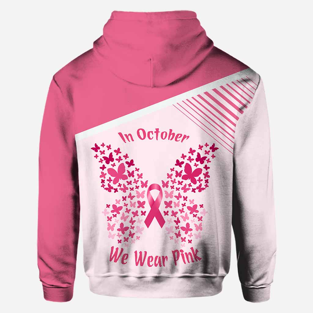 We Wear Pink in October - Personalized Breast Cancer Awareness All Over T-shirt and Hoodie